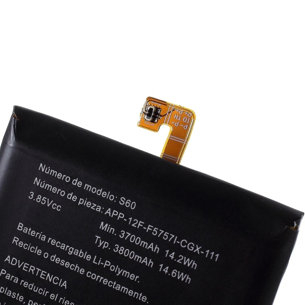 For Cat S60 3.85V 3700mAh Li-ion-polymeeriakku (koodi: APP-12F-F5757I-CGX-111)