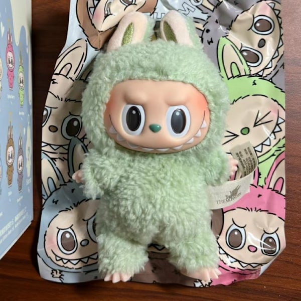 Labubu Macaron Monster Nøkkelring Spennende Monster Macarons Vinyl Ansikt Plysj Nøkkelringer Kunst Samleobjekter Leker Gaver til Barn Qing...