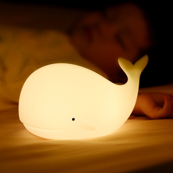 Sød Haj Natlampe 7 Farveskiftende LED Bærbar Touch Lampe til Soveværelse USB Genopladelig Silikone Dyre Natlampe (Vælg)