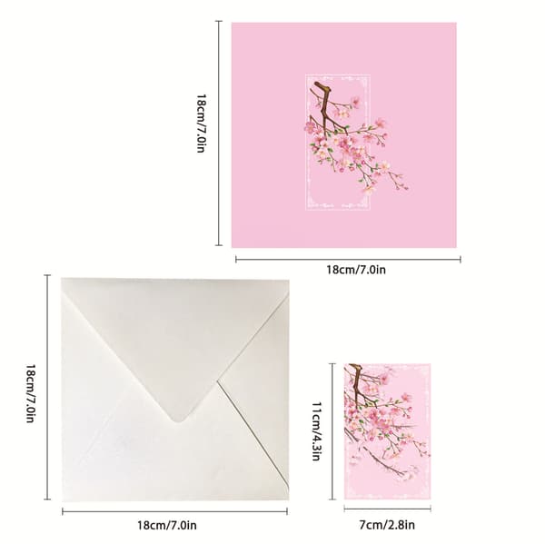 3D Pop-up Kirsebærblomst Lykønskningskort (med kuvert)