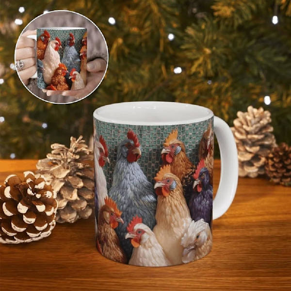 Kylling Krus, Sjov Kylling Kaffe Kop, Sjov Kaffe Kande, Hane Kaffe Kande, Et Godt Valg Til Julegave Til Kylling Elskere, Ordleg Elskere