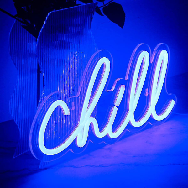 Chill Neon-skylt Blå LED-skylt Chill Neon Vägglampa 14'' X 7'' Bokstavs-neonskyltar för Väggdekoration Neonskyltar för Sovrum Bar Hotell Spelrum