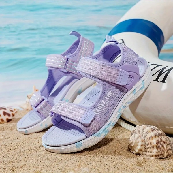 Trendy søte sandaler med åpen tå for jenter, pustende lette sandaler for innendørs utendørs strand, sommer Purple 31