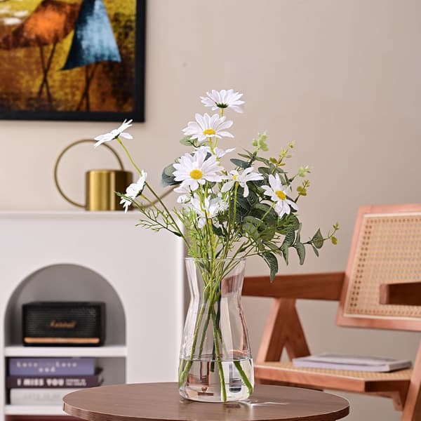8 tums klar glasvas för blommor, modern boho bordsdekoration