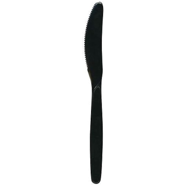 200-delars Set Premium Kvalitet Svart Plastbestick | 100 Gafflar + 100 Knivar | Återanvändbart Tjockt Plastbestick för Fester, Vardagligt Bordsporslin Middag