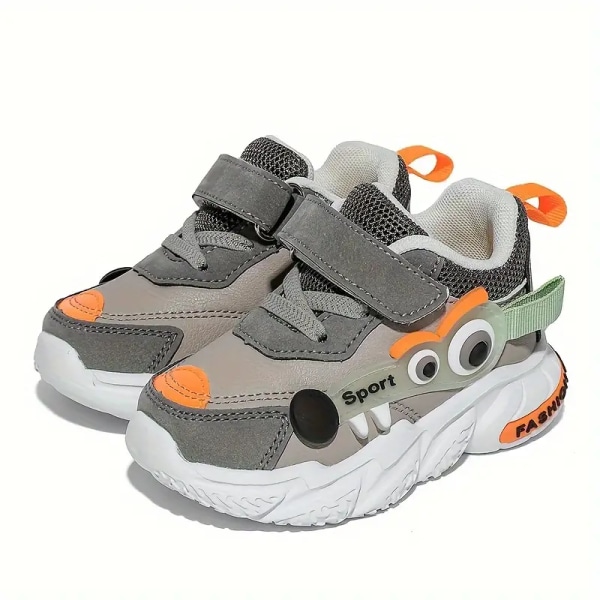 Afslappet tegneserie behagelige sneakers med velcrolukning til baby drenge, lette skridsikre sko til indendørs og udendørs brug, alle årstider M834grey 27