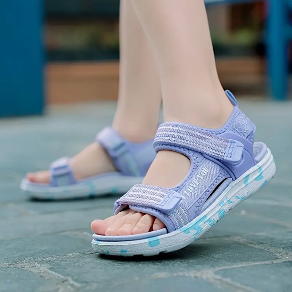 Trendiga söta sandaler med öppen tå för flickor, andningsbara lätta sandaler för inomhus utomhus strand, sommar Purple 31