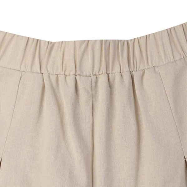 Kvinder Elastik Talje Harem Bukser Sommer Solid Løse Yoga Bukser Apricot XL