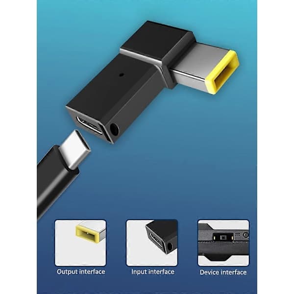 USB C til DC Ultratynd Adapter til Lenovo Thinkpad, Understøtter 100W PD Hurtig Opladning