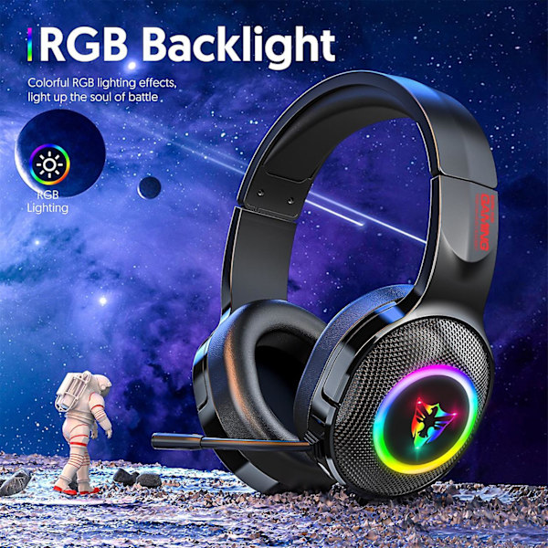 Hovedetelefoner med ledning, Esports-spilhovedtelefoner, Farverige Glødende USB 7.1 Interface, Hovedetelefoner med ledning - Udsalg