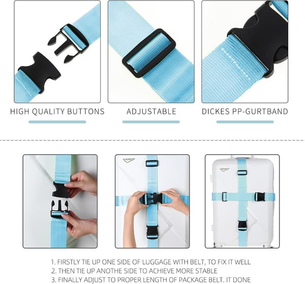 Bagasjestropp Koffertstropp Reisetilbehør 4-pakning (Blå & Blå)