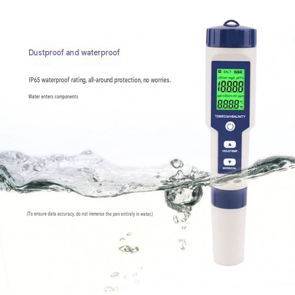 5-i-1 Vandkvalitetsanalysator 9909 Multifunktionel Vandtester (pH, Salinitet, TDS)