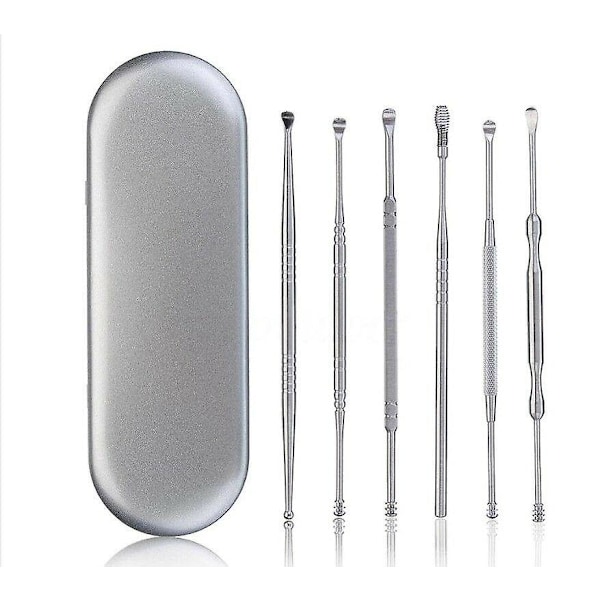6-pack Öronvaxrengörare i Rostfritt Stål - Öronplockare, Curette, Avlägsnande av Öronvax