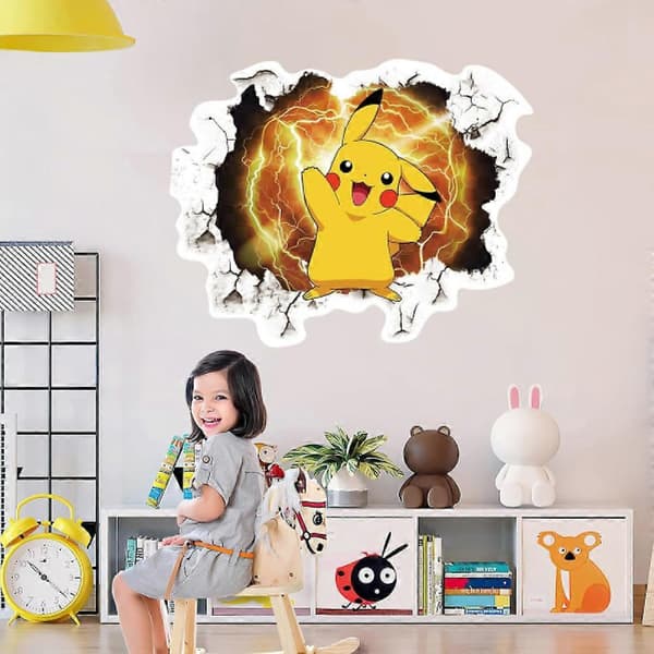 Pikachu Väggdekaler för Barn, Självhäftande Tecknade Dekaler PVC 50*40cm