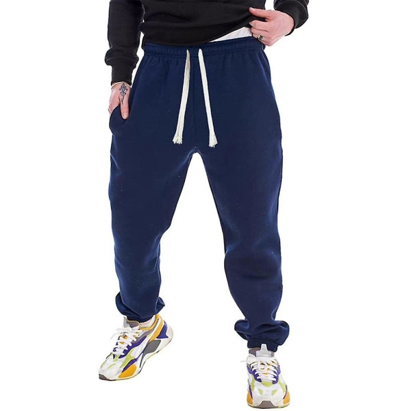 Snøring for menn Casual joggebukser Joggerbukser Sportsbukser Navy Blue XL