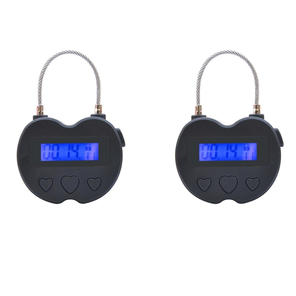 2x Smart Time Lock LCD Display Tidlås USB Genopladelig Midlertidig Timer Hængeslås Rejse Elektronisk