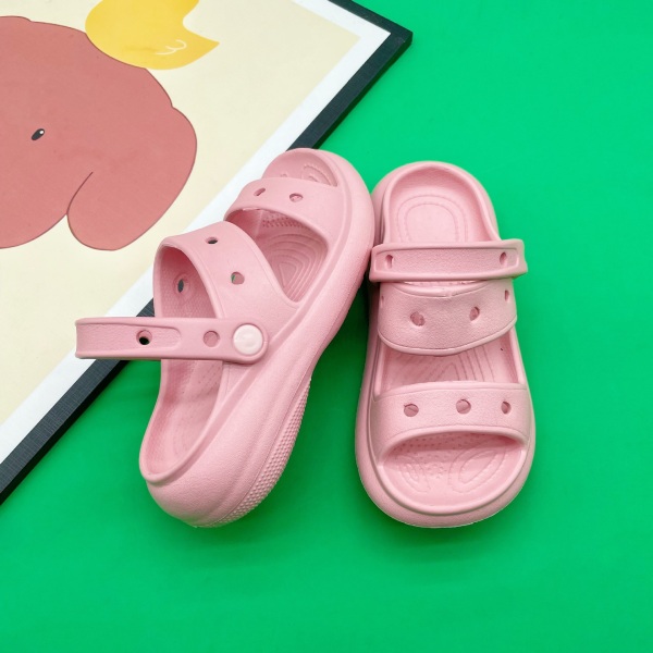 Trendy ensfarvede åndbare sandaler med åben tå til piger, lette, komfortable anti-skridsandaler til indendørs udendørs strand, sommer Pink Color 32-33