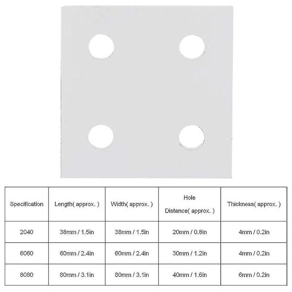5 st Aluminiumförbindningsplatta för remsor, fäste, monteringsyta 6060-4 hål