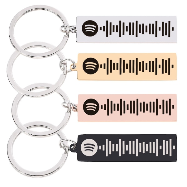 Nøkkelring i rustfritt stål for par, musikkgave, Spotify-kode nøkkelring