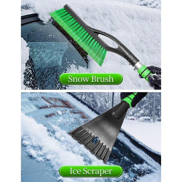 2-pack bilsnöskrapa och borste 27 tums snöborste för bilfönster Avtagbar isskrapa med skum