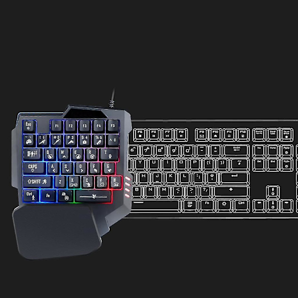Enhånds Mekanisk Spilltastatur Blå Taster Rgb Bakgrunnsbelyst 35 Taster Rask Responstid Med Håndleddstøtte Spillkontroller For Datamaskin Skrivebord Pc Mac Spill