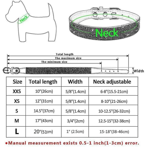 Rhinestone-hundehalsbånd, sød blændende funklende blødt ruskindslæder Hundekat Rhinestone-halsbånd Crystal Diamond kæledyrshundehvalpehalsbånd (xs, sort) L