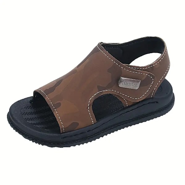 Trendy Cool Camouflage Open Toe Sandaler Til Drenge, Åndbare Letvægts Skridsikre Sandaler Til Ferie Strand, Forår Og Sommer Light Brown 27