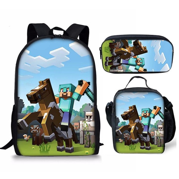 Minecraft school bag primary school student backpack children's school bag large capacity anime cartoon backpack -ZHENV