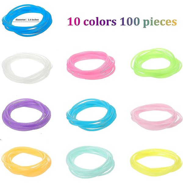 100 stycken Glödande Silikon Jelly Armband Hårband Multicolor Rainbow Silikon Armbandshållare