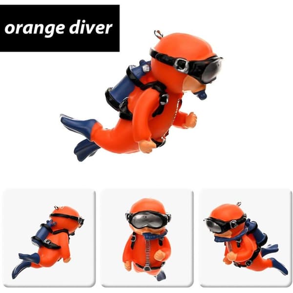 Sæt med 2 søde dykkerakvariedekorationer (blå/orange)