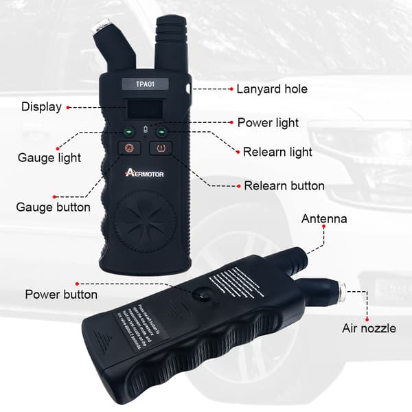 TPMS-omlärningsverktyg plus digital däcktrycksmätare 150 PSI 2-i-1 TPMS