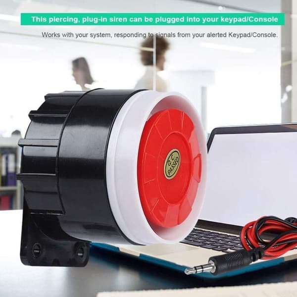 DC 12V Mini Kablet Sirene 120 dB Lydalarmsystem for Hjemmesikkerhet. Rød