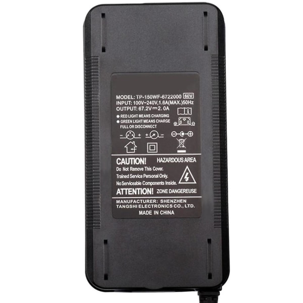 67,2v 2a Lithium Batterilader til Elcykel 16s 60v Lithium Ion Batteripakke Unicycle Opladning