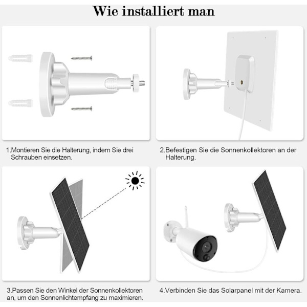 3W solpanel för trådlös utomhussäkerhetskamera. 6V IP65 USB-solpanel strömförsörjning för 3m batteridriven säkerhetskamera.