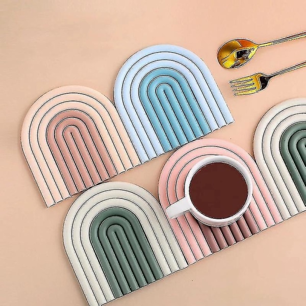 4kpl Nordic Irrotettavat Rainbow Coasters Insulation Pads Cup Mat -ruskea