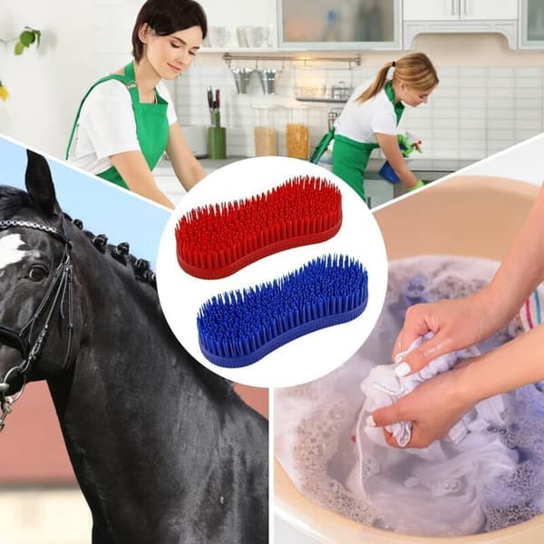Set med 2 silikonborstar för hästar