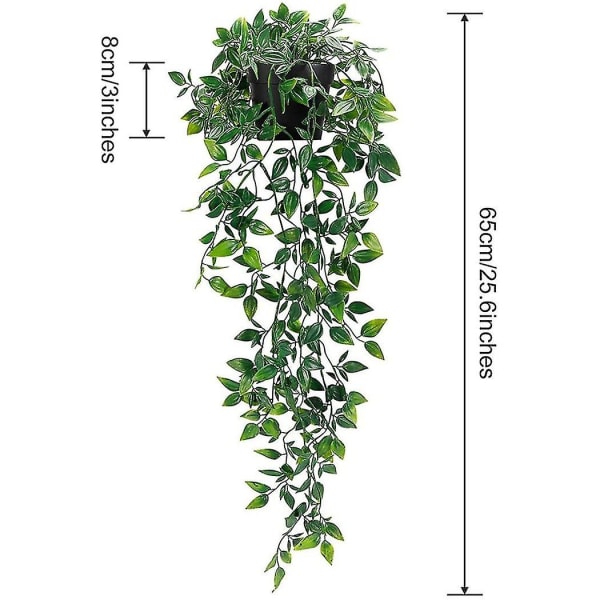 1 pakke kunstige hængeplanter Falske potteplanter til indendørs udendørs hyldevægindretning