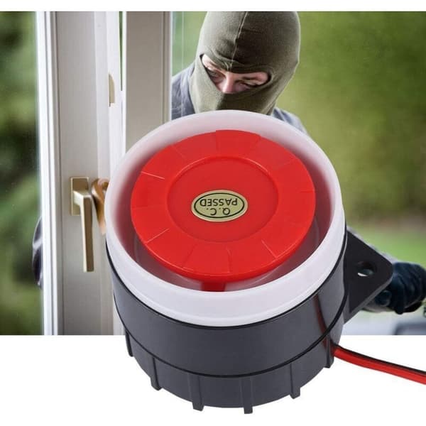 DC 12V Mini Kablet Sirene 120 dB Lydalarmsystem for Hjemmesikkerhet. Rød