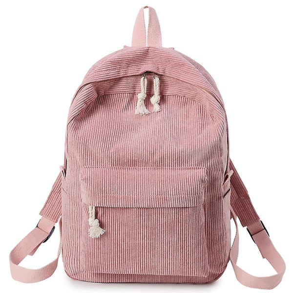 Corduroy Design skolerygsæk til teenagepige Pink blødt stof rygsæk Kvinde stribet rygsæk til kvinder Student skoletaske