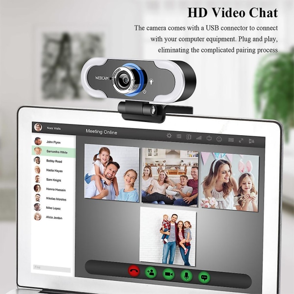 1080p Webkamera Sisäänrakennetulla Mikrofonilla / Tripodilla Videopuheluihin ja Konferensseihin