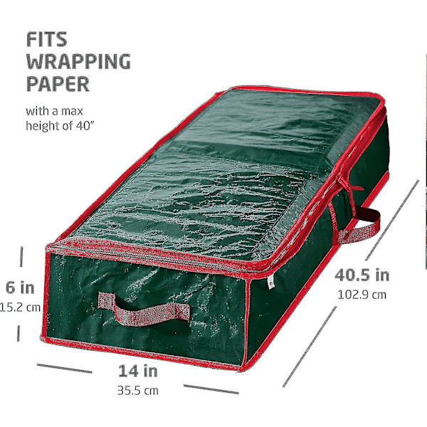 Förvaringsväska för julklappspapper med innerfickor - Rymmer 18-24 rullar, organiserar presentpapper