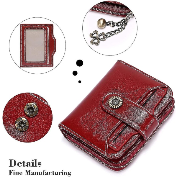 Plånböcker kompatibla kvinnor äkta läder Liten bifold kompakt damplånbok med RFID-skydd