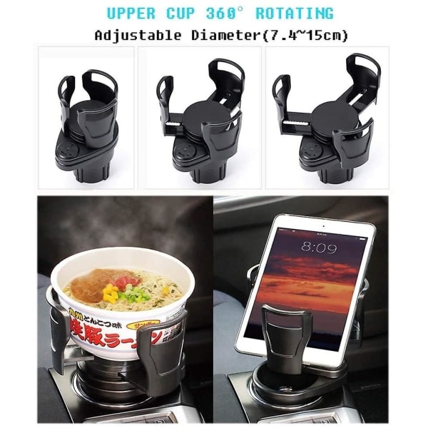 Multifunksjonell bilkoppholder vannflaske drikkeholder justerbar solbrille mobiltelefonholder