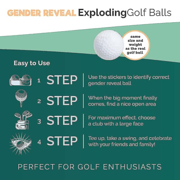 Kønsafsløring Golfbold (1 Pink Bold Og 1 Blå Bold, 2 Golf Tees) Til Kønsafsløring Babyshower Røgbombe Eksploderende Køns Hs