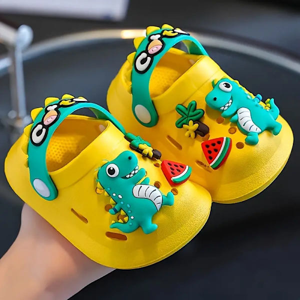 Trendiga söta tecknade dinosaurie-träskor för pojkar, andningsbara lätta halkfria träskor för inomhus utomhusstrand Yellow 180 (Inner length about 17.5cm)