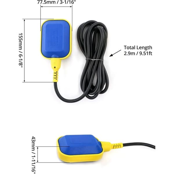 2 stycken automatisk vattennivåkontroll flottörbrytare med 3M kabel