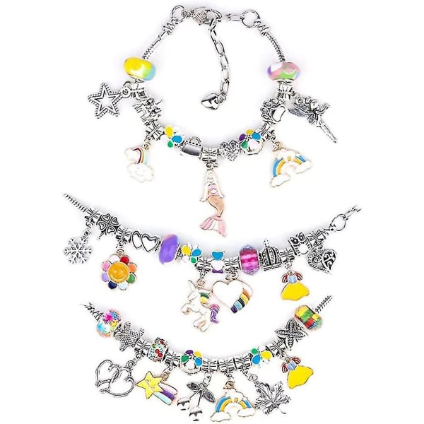 Gör-det-själv- set, flickor barngåvor set, färgglada kristallpärlor Unicorn Mermaid smycken set färg
