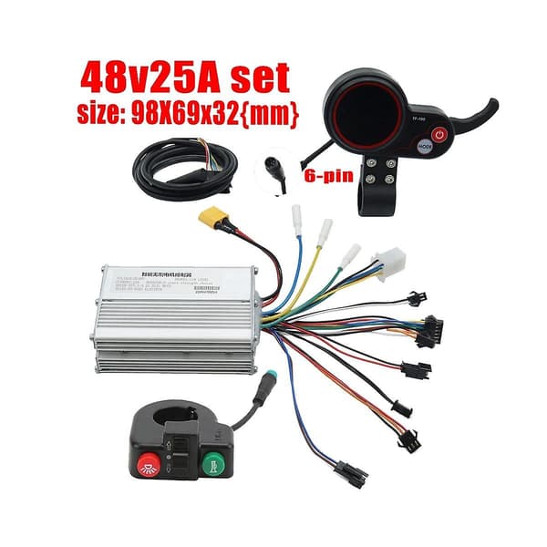 48v 25a El-Scooter Controller Dashboard Kit Med Tf-100 Display+kontaktknap Til El-Scooter