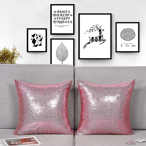 Set med 2 Havfrusäktade Sekvensplädöverdrag (rosa, 18x18 tum)
