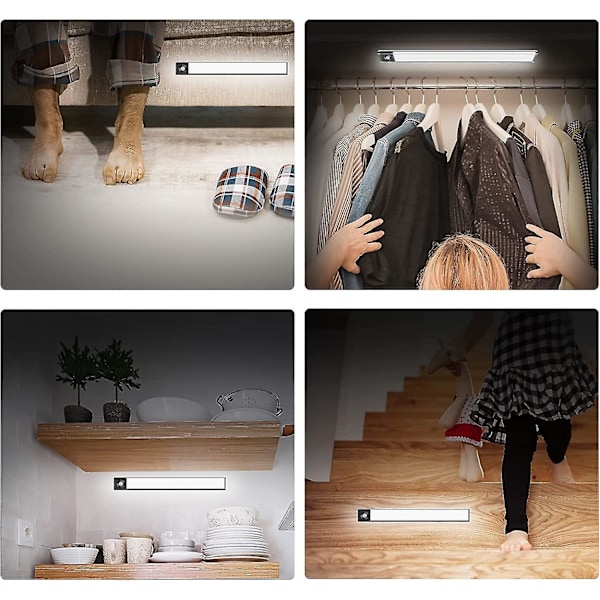 72 LED Skabslys, Trådløs LED Lysliste, USB Opladning Induktion Natlys [Energiklasse A+++]